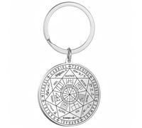 YIQPKUM Portachiavi Sigillo Sette Arcangeli Acciaio Medaglione Simbolo Mistico Borsa (Placcato argento)