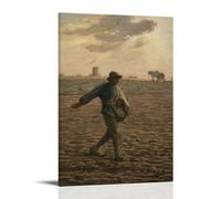 YiQuSoft Jean-François Millet il seminatore, C. 1865, stampa artistica da parete su tela, decorazione artistica da parete, stile moderno, con cornice, 20 x 30 cm