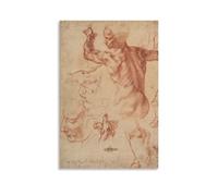YiQuSoft Stampa artistica da parete su tela, motivo: Michelangelo Studies for The Libyan Sibyl, idea regalo, estetica per la stanza, senza cornice, 40 x 60 cm
