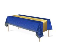 Yiran 1 pezzi tovaglia Blu e Oro tovaglia in plastica 137 x 274 cm tovaglia,Copritavolo con Coriandoli a Pois Dorati,rettangolare per decorazioni per la tavola di casa festa di compleanno
