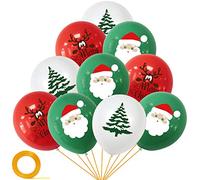 Yiran - 30 Palloncini in Lattice Rosso, Verde e Bianco per Decorazioni Natalizie, Compleanni, Cene di Natale e Feste di Capodanno