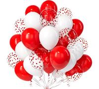 Yiran 30 Pezzi Palloncini in Lattice di Elio Rosso e Bianco da 12 Pollici,decorazioni natalizie per feste, decorazioni per compleanni, decorazioni cene di Natale