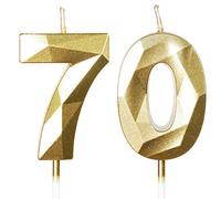 Yiran Candela Numero 70 di Compleanno in Oro - Decorazioni per Torte e Feste (5cm)