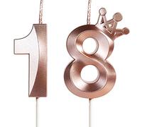 Yiran Candele Compleanno Oro Rosa con Corona Bambina Candeline Compleanno Particolari Numeri 18 per Festa Ragazza Donna Compleanno Nozze Anniversario Celebrazione Forniture,18 anni