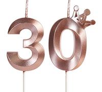 Yiran Candele Compleanno Oro Rosa con Corona Bambina Candeline Compleanno Particolari Numeri 30 per Festa Ragazza Donna Compleanno Nozze Anniversario Celebrazione Forniture,30 anni