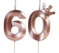 Yiran Candele Compleanno Oro Rosa con Corona Bambina Candeline Compleanno Particolari Numeri 60 per Festa Ragazza Donna Compleanno Nozze Anniversario Celebrazione Forniture,60 anni