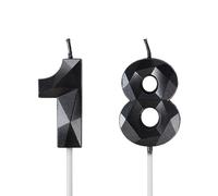 Yiran Candele per Torta Numero 18 Nero, Candele Compleanno 18 Anni Ragazzo Ragazze Adolescente Particolari, Decorazione Torta di Compleanno Teenager Feste Anniversario