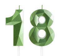 Yiran Candele per Torta Numero 18 Verde, Candele Compleanno 18 Anni Ragazzo Ragazze Adolescente Particolari, Decorazione Torta di Compleanno Teenager Feste Anniversario