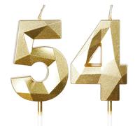 Yiran Candele per Torta Numero 54 Oro, Candele Compleanno 54 Anni Uomo Donna Particolari, Decorazione Torta di Compleanno Matrimonio Anniversario Feste Celebrazione