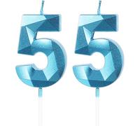 Yiran Candele per Torta Numero 55 Blu, Candele Compleanno 55 Anni Uomo Donna Particolari, Decorazione Torta di Compleanno Matrimonio Anniversario Feste Celebrazione Festa di Pensionamento