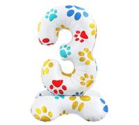 Yiran Palloncini a elio con zampa di cane da 40,6 cm, con base, in foglio di alluminio di elio, numero 3, palloncini in mylar per feste di compleanno, zampa di cane, decorazioni per ragazzi e ragazze