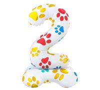 Yiran Palloncini a elio con zampa di cane da 40,6 cm, con base, in lamina di alluminio, numero 2, palloncini in mylar per ragazzi e ragazze, bambini, decorazioni a tema zampa di cane