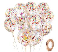 Yiran Palloncini colorati a coriandoli - Confezione da 18 palloncini in lattice da 30,5 cm con 1 pezzo di ricambio per palloncini e 1 nastro, decorazioni per feste di compleanno, matrimoni,
