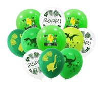 Yiran Palloncini Compleanno 4 Anni, 10Pezzi Dinosauro Palloncini 4 Anni Compleanno Decorazioni, 12Pollici Dino Lattice Palloncini di Bianco Verde con “4th Birthday” per Ragazzo Compleanno Festa Deco