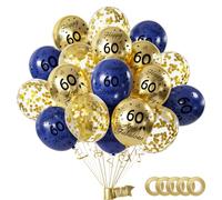 Yiran Palloncini Compleanno 60 Anni Oro Blu, Decorazioni Festa Compleanno Decorazioni 60 anni Compleanno per Ragazzo Ragazze, Oro Blu Palloncini Compleanno 60 anni per Decorazioni Festa 60 Compleanno