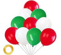Yiran - Palloncini natalizi in lattice, 30 pezzi, colore rosso, verde e bianco, per feste, decorazioni natalizie per compleanni, decorazioni per feste, cene di Natale