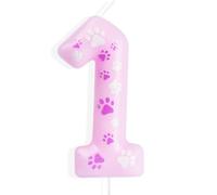 Yiran Paw Dog Candele di Compleanno Numero 1,Rosa Candela di Compleanno Candele,Candele di Compleanno per Torta,Decorazione Compleanno per Ragazzi e Ragazze