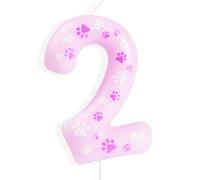 Yiran Paw Dog Candele di Compleanno Numero 2,Rosa Candela di Compleanno Candele,Candele di Compleanno per Torta,Decorazione Compleanno per Ragazzi e Ragazze
