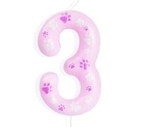 Yiran Paw Dog Candele di Compleanno Numero 3,Rosa Candela di Compleanno Candele,Candele di Compleanno per Torta,Decorazione Compleanno per Ragazzi e Ragazze