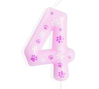 Yiran Paw Dog Candele di Compleanno Numero 4,Rosa Candela di Compleanno Candele,Candele di Compleanno per Torta,Decorazione Compleanno per Ragazzi e Ragazze