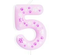 Yiran Paw Dog Candele di Compleanno Numero 5,Rosa Candela di Compleanno Candele,Candele di Compleanno per Torta,Decorazione Compleanno per Ragazzi e Ragazze