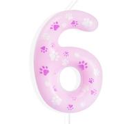 Yiran Paw Dog Candele di Compleanno Numero 6,Rosa Candela di Compleanno Candele,Candele di Compleanno per Torta,Decorazione Compleanno per Ragazzi e Ragazze