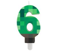 Yiran TNT Numbe - Candele numbe per 6° compleanno, numero 6, colore verde pixel, candela di compleanno per ragazzi e ragazze, decorazioni per feste a tema TNT