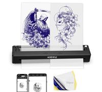 YIRIGUI Mini stampante per stencil per tatuaggi, portatile, Bluetooth, a trasferimento termico, con formato carta regolabile, 10 fogli inclusi, compatibile con iOS, Android, tablet e computer