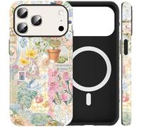 Yirlbey Collage Cover Magnetica per iPhone 17 Pro max 6,9", Compatibile con Magsafe Custodia Aesthetic Spring Fiori Fiocco Disegno Design Motivo Antiurto Silicone Posteriore Protettiva Ragazze Case