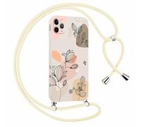 Yirlbey Cover con Cordino per iPhone 11 Pro Max 6,5" Disegno Fiori Custodia Geometrici Aesthetic Disegni con Laccio Tracolla Corda Collana per Cellulare, Antiurto Sottile Morbido Silicone Donna Case