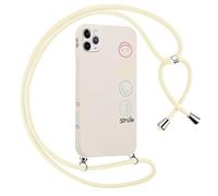 Yirlbey Cover con Cordino per iPhone 11 Pro Max 6,5 Pollici Disegno Sorriso Custodia Aesthetic Disegni con Laccio Tracolla Corda Collana per Cellulare, Antiurto Sottile Morbido Silicone Donna Case
