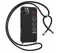 Yirlbey Cover con Cordino per iPhone 12 Pro Max 6,7 Pollici Disegno Sorriso Custodia Aesthetic Disegni con Laccio Tracolla Corda Collana per Cellulare, Antiurto Sottile Morbido Silicone Donna Case