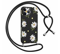Yirlbey Cover con Cordino per iPhone 14 Pro Max 6,7 Pollici Disegno Fiori Custodia Aesthetic Disegni con Laccio Tracolla Corda Collana per Cellulare, Antiurto Ultra Sottile Morbido Silicone Donna Case