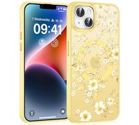 Yirlbey Cover Magnetica per iPhone 14 / iPhone 13 6,1", Compatibile con Magsafe Traslucida Matte Silicone Custodia Aesthetic Colorato Fiori Disegno Motivo TPU Hard PC Antiurto Case per Ragazze, Giallo
