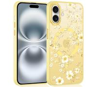 Yirlbey Cover Magnetica per iPhone 16 6,1", Compatibile con Magsafe Traslucida Matte Silicone Custodia Aesthetic Colorato Fiori Disegno Motivo Sottile TPU Hard PC Antiurto Case per Ragazze, Giallo
