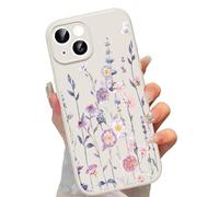 Yirlbey Cover per iPhone 14 6,1", Aesthetic Fiore Motivi Bianco Disegno, Glitter Silicone Custodia Disegno per Ragazza Donne, Antiurto Anticaduta Protettiva Case per iPhone14, Flower