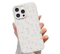 Yirlbey Cover per iPhone 16 Pro Max 6,9", Aesthetic Farfalla Motivi Fiocco Disegno, Glitter Silicone Custodia Disegno per Ragazza Donne, Antiurto Anticaduta Protettiva Case per iPhone 16Pro Max, Blu