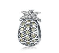 YiRong - Ciondolo a forma di ananas, in argento Sterling 925, portafortuna, per compleanno, Natale, frutta, per braccialetti, Argento sterling