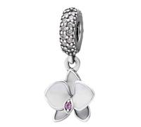 YiRong Jewelry Ciondolo a forma di orchidea, in argento Sterling 925, per braccialetti Pandora