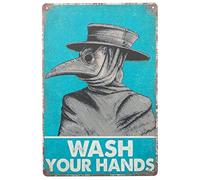 Yiruhe Targa in latta vintage con scritta "Doctor Plague Wash Your Hands", 20.3x30.9 cm, il bagno o i regali, decorazione unica per ricordarsi di lavarsi le mani e mantenere igieniche (02)