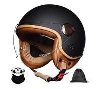 Yirunfa Casco da Motociclista Retrò 3/4 Aperto con Visiera, Omologato ECE Leggero Anti-Collisione per Uomo Donna Scooter ATV Cruiser, Nero/Bianco