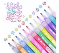 YISAN Penne di Contorno,Pennarelli a Doppia Linea, Set di Pennarelli per Bozzetti Brillanti, Pennarelli Metallici, Pennarelli con Glitter in 12 Colori per Creare Bellissimi Biglietti,70436