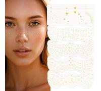 YISCOKO Glitter lentiggini tatuaggio viso tatuaggi glitter impermeabili per donne bambini accessori festival (10 pz glod)