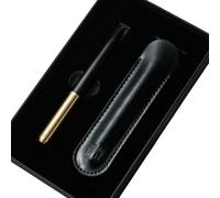 YISENJEE Astucci per matite, penna in ebano con custodia in finta pelle di mucca, set regalo con penna, penna in legno, souvenir, penna in ebano con custodia nera, penna stilografica