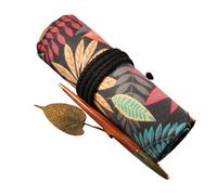 YISENJEE Astuccio Arrotolabile In Tela Borsa Portapenne In Tela Fatta A Mano, Grande Capacità, Astuccio Portapenne, Astuccio Portapenne Colorato, Astuccio Portapenne ... Grove Leaves 48 buche