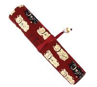 YISENJEE Astuccio Rotolo Astuccio Portapenne In Tessuto, Penna A Sfera, Penna Con Firma, Tenda, Custodia Per Cancelleria, Ciondolo Gatto Portafortuna-Red Lucky Cat