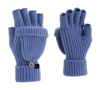 YISENJEE Guanti Bici Guanti Caldi A Doppio Strato, Spessi, Resistenti Al Freddo, Autunnali E Invernali, Senza Dita, Con Touch Screen, Flip-Up E Mezze Dita, Color Caramella - Blu