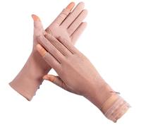 YISENJEE Guanti Estivi Da Donna Abito Di Media Lunghezza In Pizzo Con Touchscreen Apribile A Due Dita Antiscivolo Rinfrescante E Protettivo Dal Sole Con Fiocco Decorativo Rosa Nude