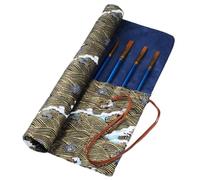 YISENJEE Porta Matite Make Up Pennarello A Pennello Ondulato, Rotolo Di Tessuto Per Tende, Astuccio Per Matite, Acquerello, Cancelleria-Gilded Waves