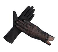 YISENJEE Sottoguanti Seta Elegante Pizzo Trasparente Protezione UV Touchscreen Antiscivolo Extra Lungo Fresco E Protettivo Dal Sole Butterfly Black